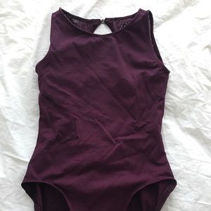 Deep purple leotard, Ainslie Wear